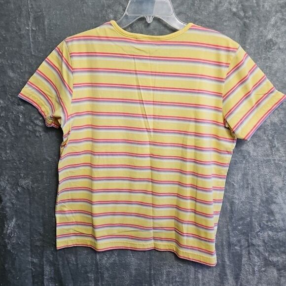 Kenneth Too Top Sz Lg Yellow Cotton Stripe Top Henley pullover - Picture 6 of 8